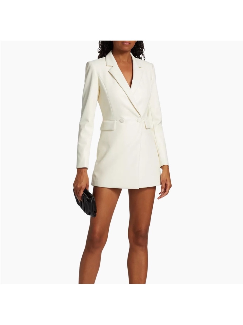 Alice + Olivia Cream Double-Breasted Blazer Romper Dress